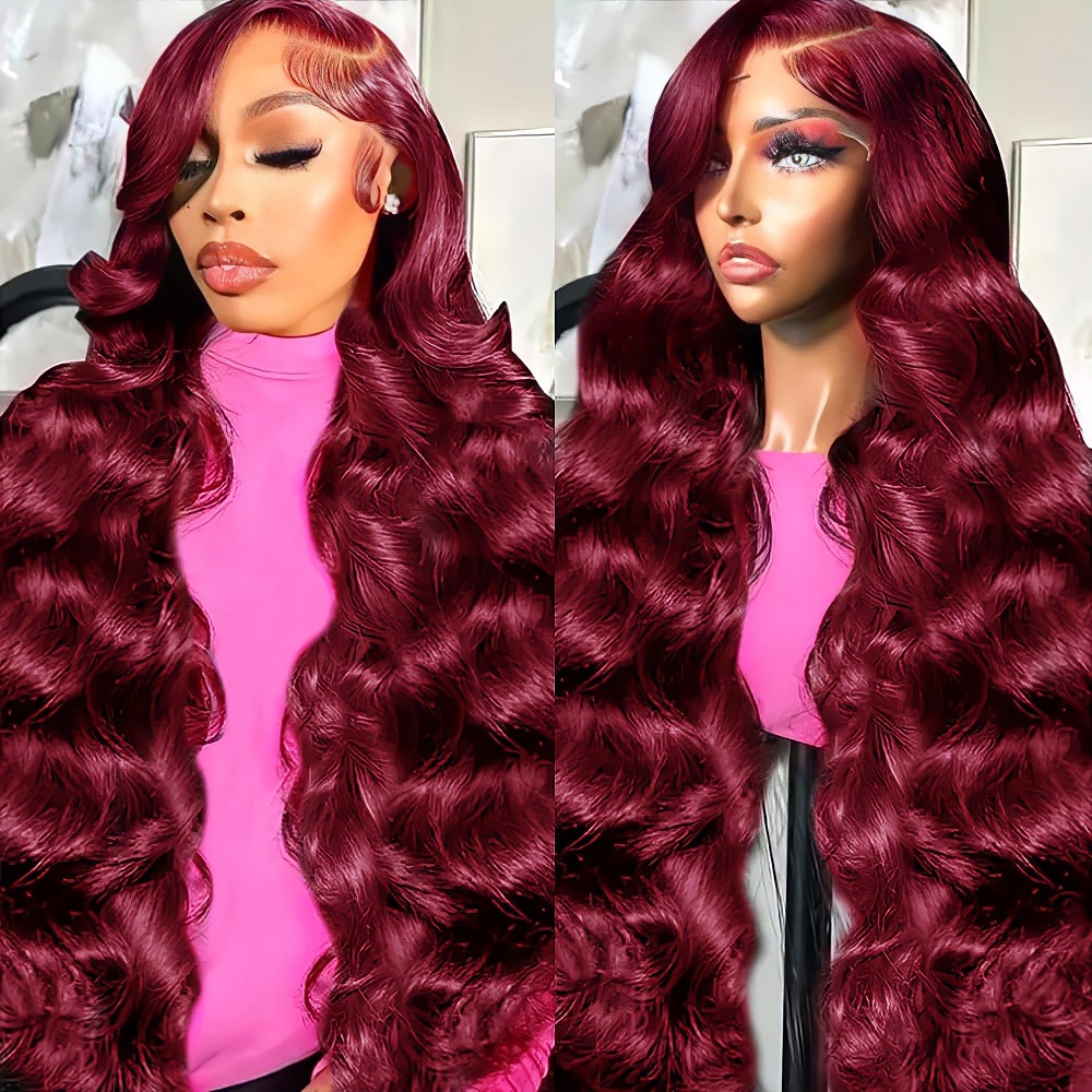 버건디 13x4 바디 웨이브 레이스 프론트 가발 인모  - Aglaonema Red 리뷰 및 가격